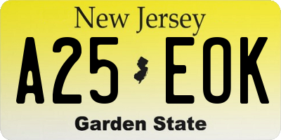 NJ license plate A25EOK