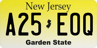 NJ license plate A25EOQ