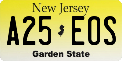 NJ license plate A25EOS