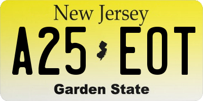 NJ license plate A25EOT