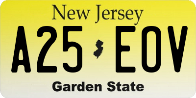 NJ license plate A25EOV