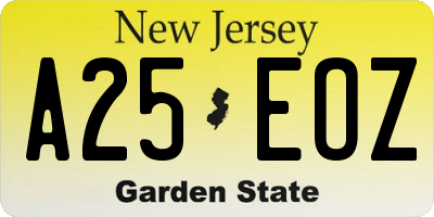 NJ license plate A25EOZ