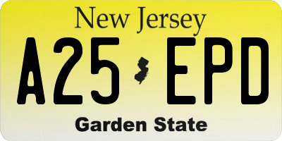 NJ license plate A25EPD