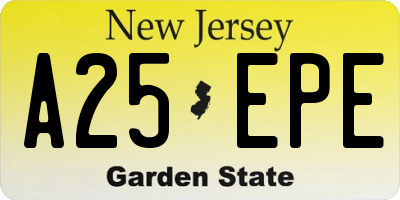NJ license plate A25EPE