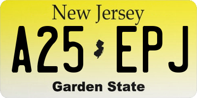 NJ license plate A25EPJ