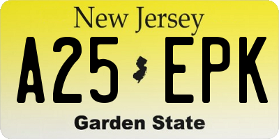 NJ license plate A25EPK