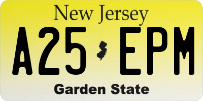NJ license plate A25EPM