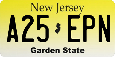 NJ license plate A25EPN