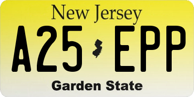 NJ license plate A25EPP