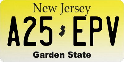 NJ license plate A25EPV