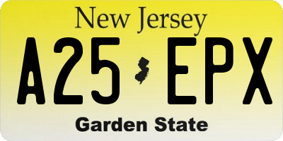 NJ license plate A25EPX