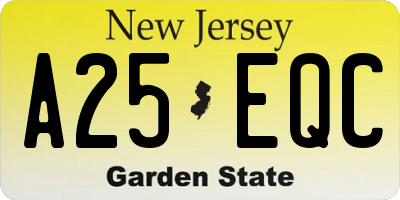 NJ license plate A25EQC