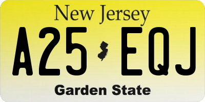 NJ license plate A25EQJ