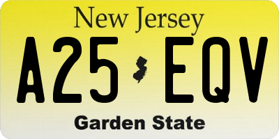 NJ license plate A25EQV