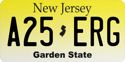 NJ license plate A25ERG
