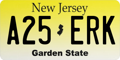 NJ license plate A25ERK