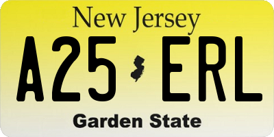 NJ license plate A25ERL