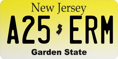 NJ license plate A25ERM