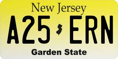 NJ license plate A25ERN