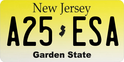 NJ license plate A25ESA