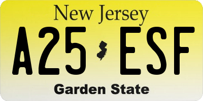 NJ license plate A25ESF