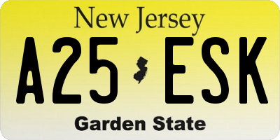 NJ license plate A25ESK