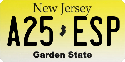 NJ license plate A25ESP