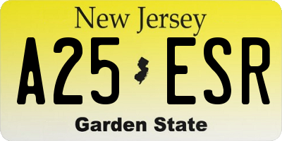 NJ license plate A25ESR
