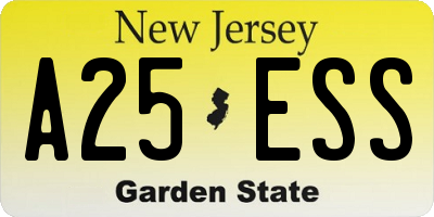 NJ license plate A25ESS
