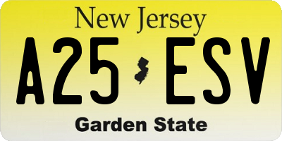 NJ license plate A25ESV