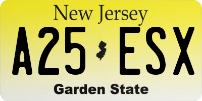NJ license plate A25ESX