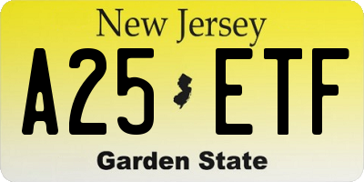 NJ license plate A25ETF