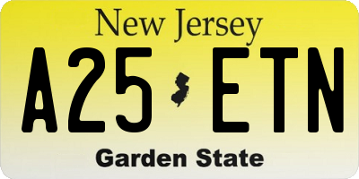 NJ license plate A25ETN