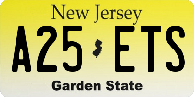 NJ license plate A25ETS