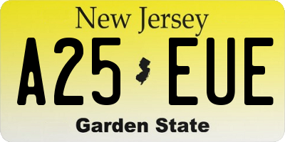 NJ license plate A25EUE