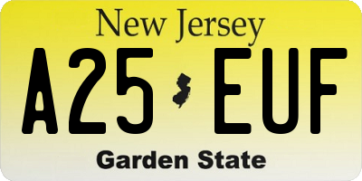 NJ license plate A25EUF