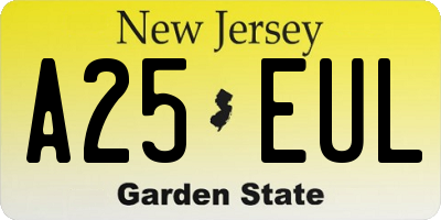 NJ license plate A25EUL