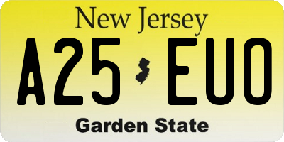 NJ license plate A25EUO