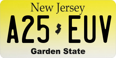 NJ license plate A25EUV