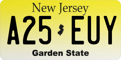 NJ license plate A25EUY