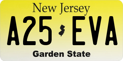 NJ license plate A25EVA