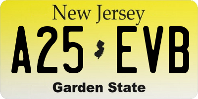 NJ license plate A25EVB