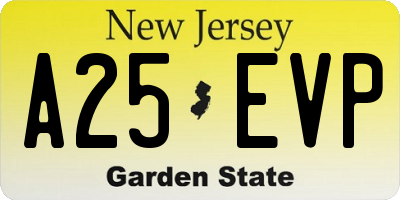 NJ license plate A25EVP