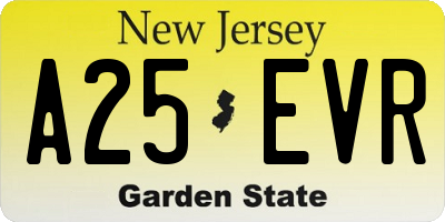 NJ license plate A25EVR