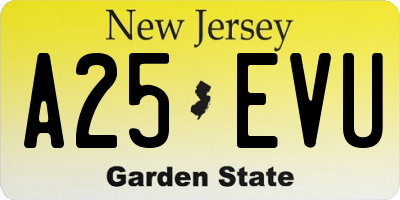 NJ license plate A25EVU