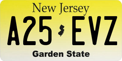 NJ license plate A25EVZ