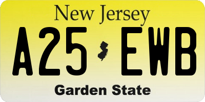 NJ license plate A25EWB