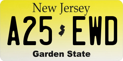 NJ license plate A25EWD