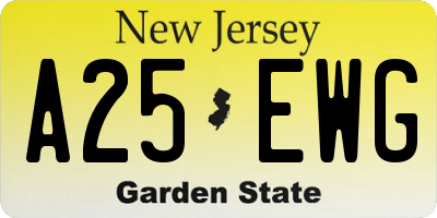 NJ license plate A25EWG