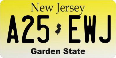 NJ license plate A25EWJ